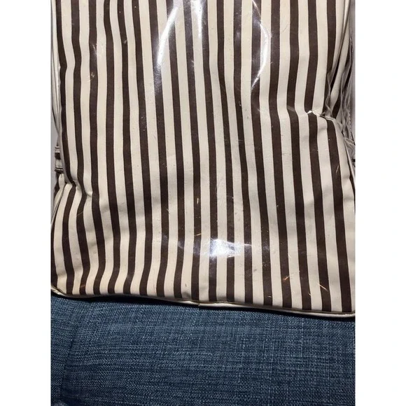 Vintage Henri Bendel Centennial Stripe Large Clear Vinyl Makeup Bag 12 X 9 X 4" - Picture 9 of 16